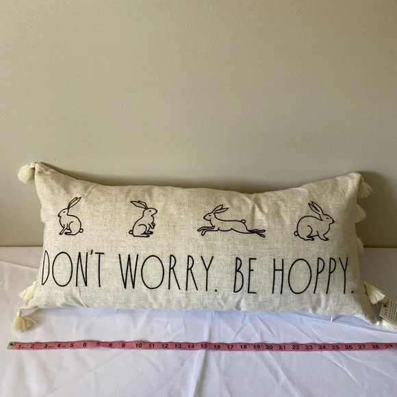 Rae Dunn Pillow with Bunny Design - Picture 2 of 7